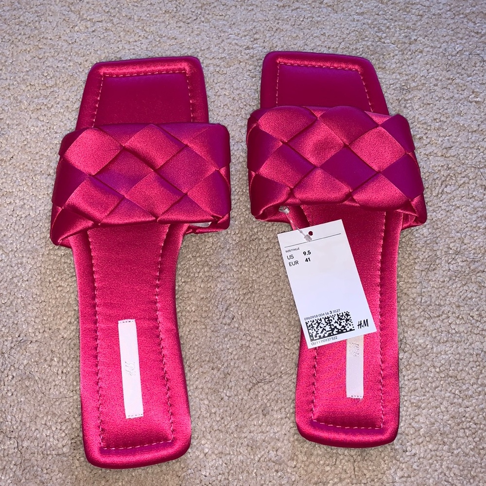 H&M Pink Satin Slides